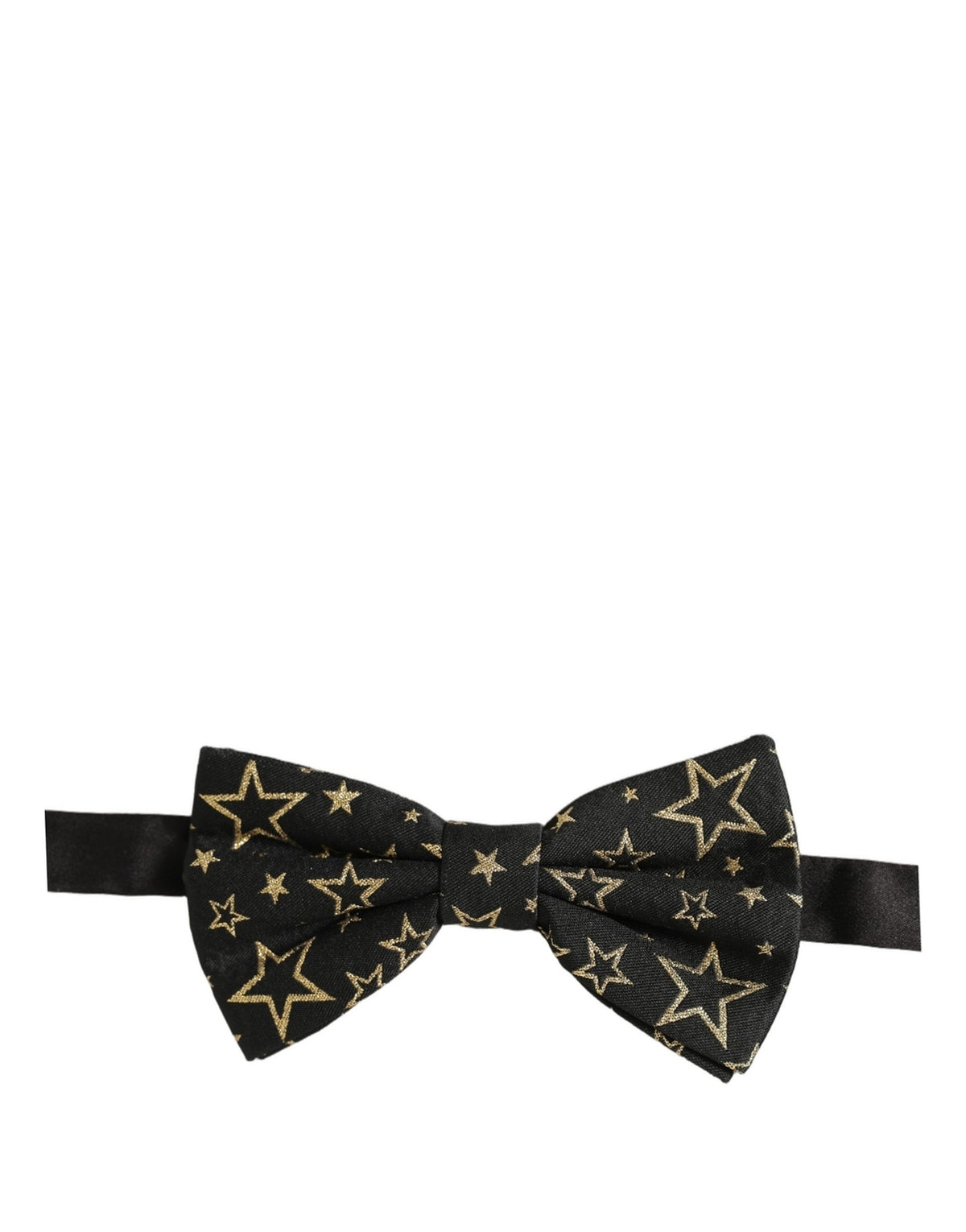 Nœud papillon réglable Dolce & Gabbana pour homme, en soie noire, motif étoile, 100 % soie