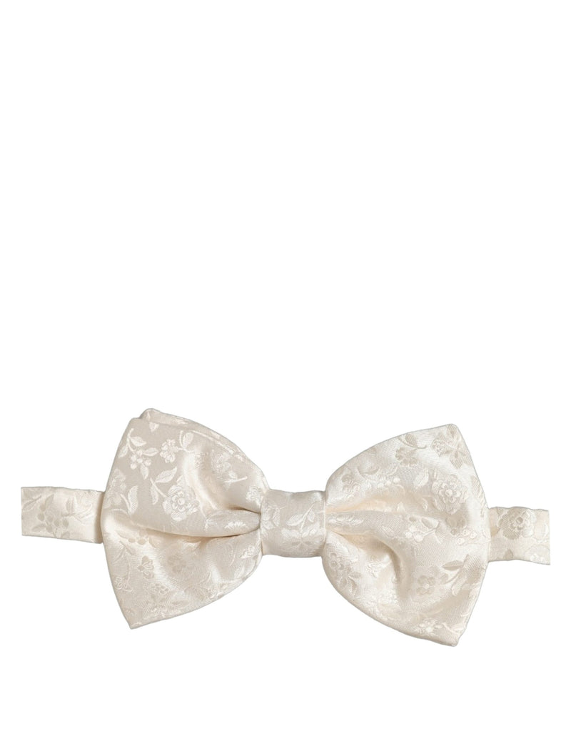 Nœud Papillon Réglable Dolce & Gabbana Homme en Soie Blanche à Motif Floral