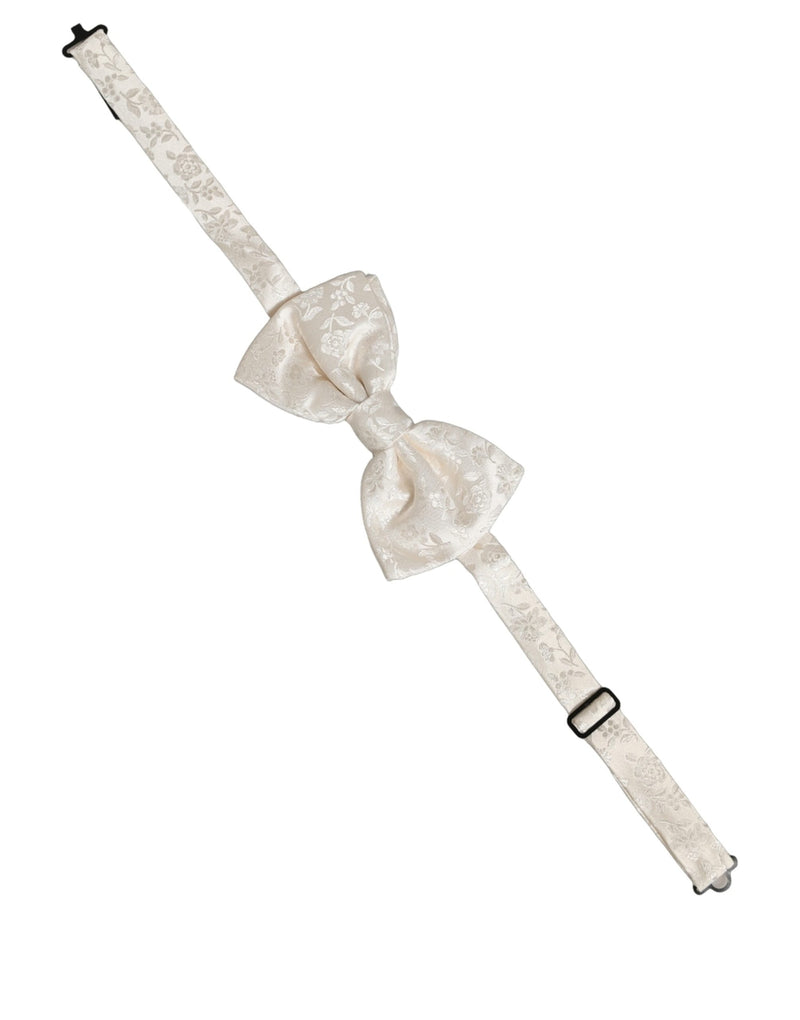 Nœud Papillon Réglable Dolce & Gabbana Homme en Soie Blanche à Motif Floral