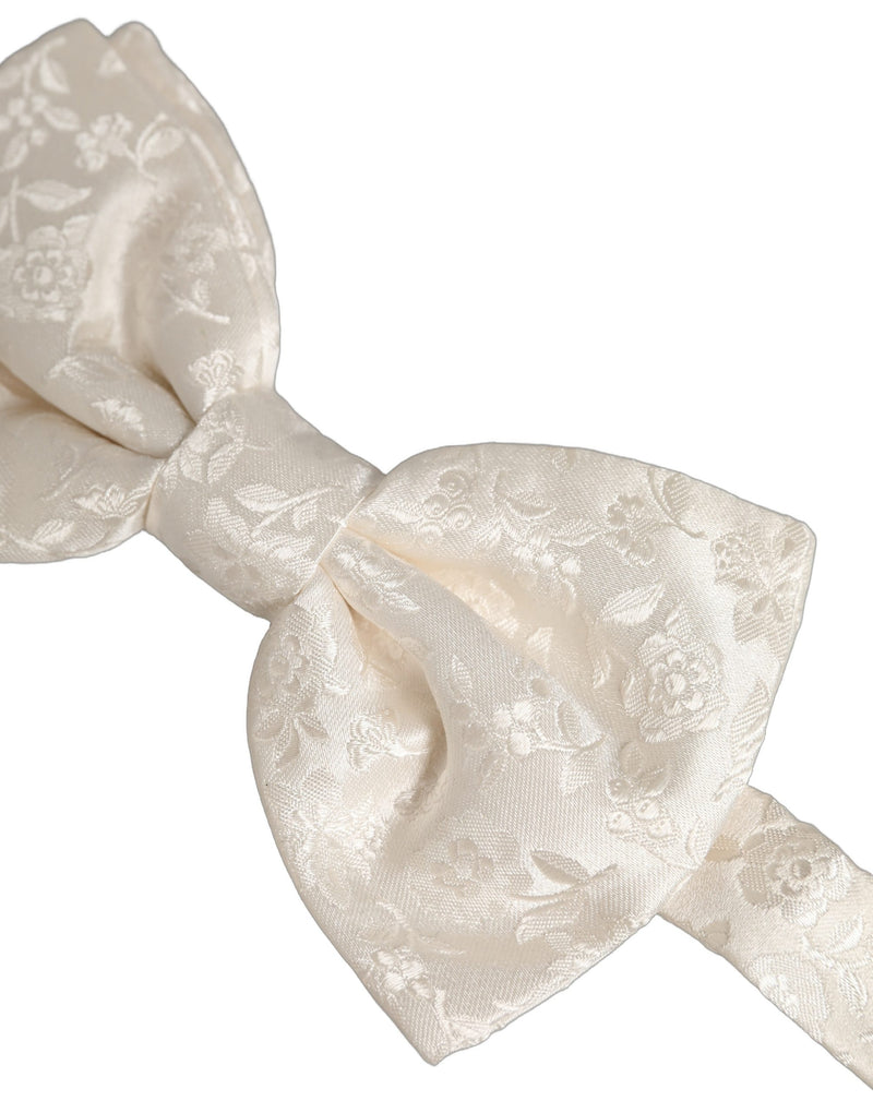 Nœud Papillon Réglable Dolce & Gabbana Homme en Soie Blanche à Motif Floral