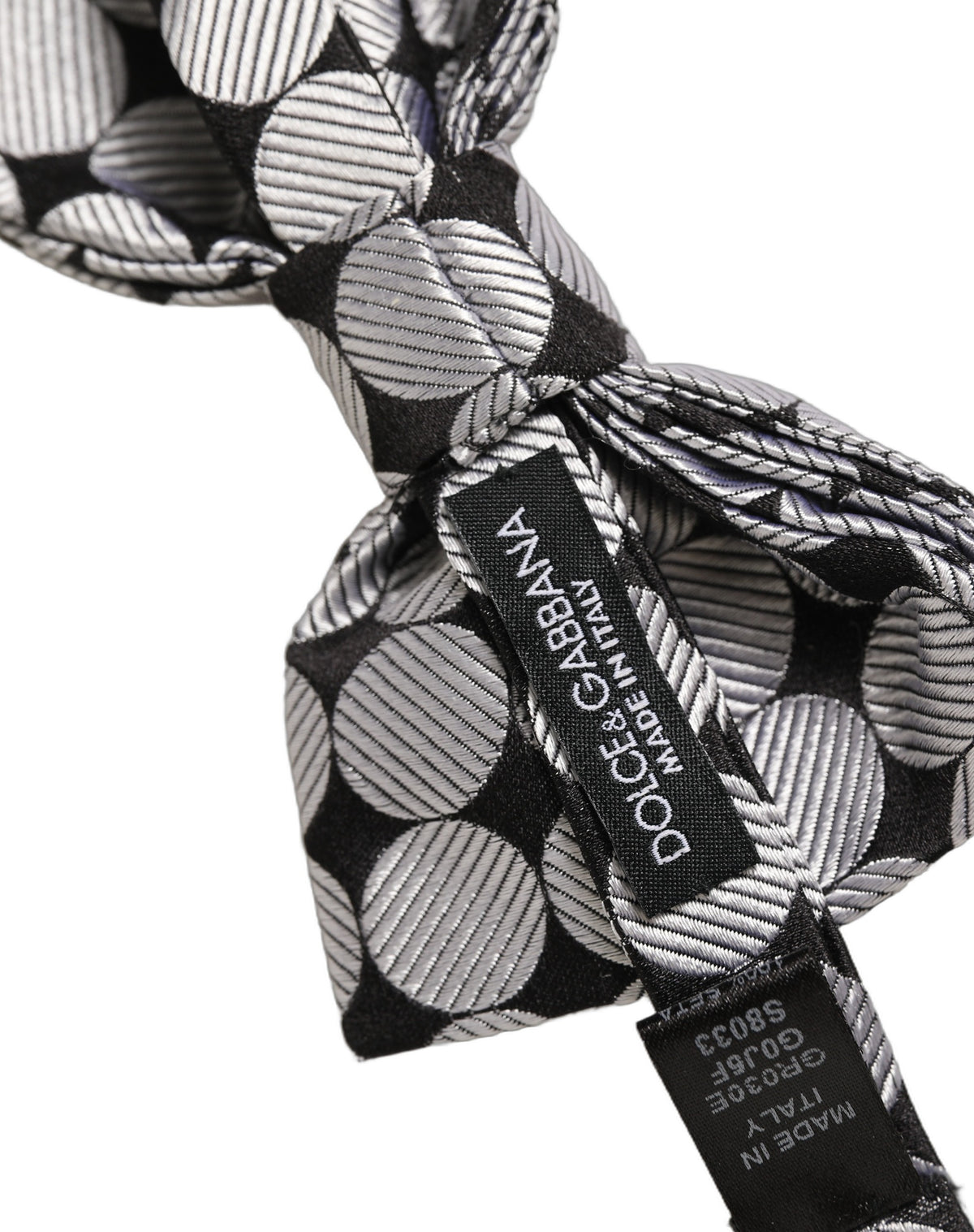 Dolce & Gabbana Homme Papillon Ajustable Cercles Noirs et Argentés