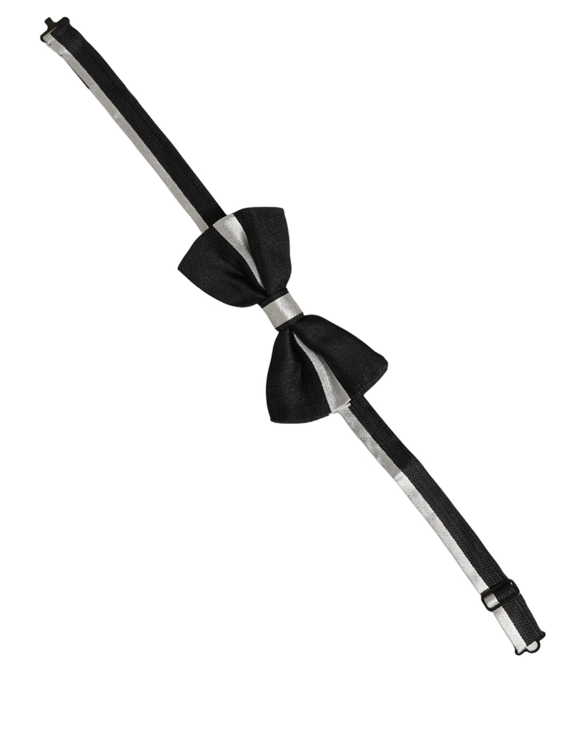 Nœud papillon ajustable Dolce & Gabbana en soie noire et argentée