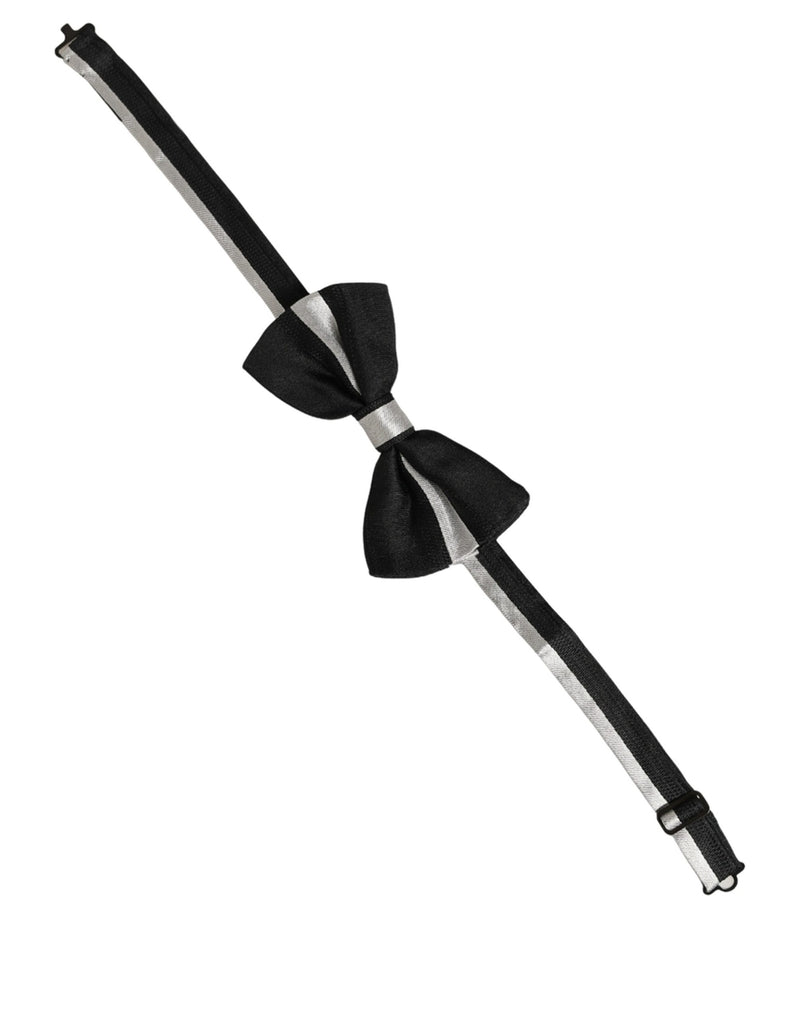 Nœud papillon ajustable Dolce & Gabbana en soie noire et argentée