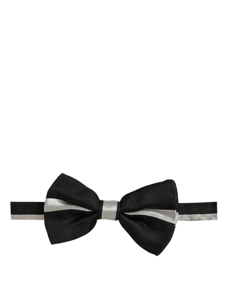 Nœud papillon ajustable Dolce & Gabbana en soie noire et argentée