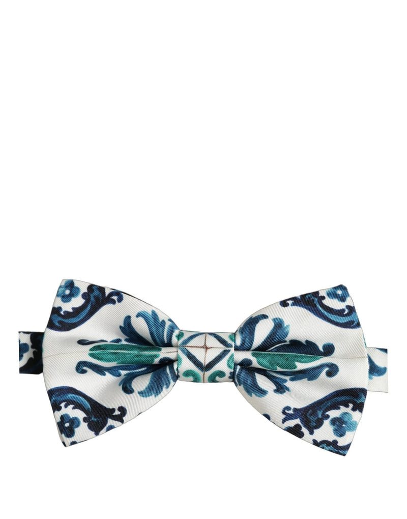 Nœud papillon papillon réglable en soie sicilienne blanche pour homme Dolce & Gabbana