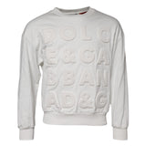 Pull en coton à col rond blanc avec logo embossé de Dolce &amp; Gabbana