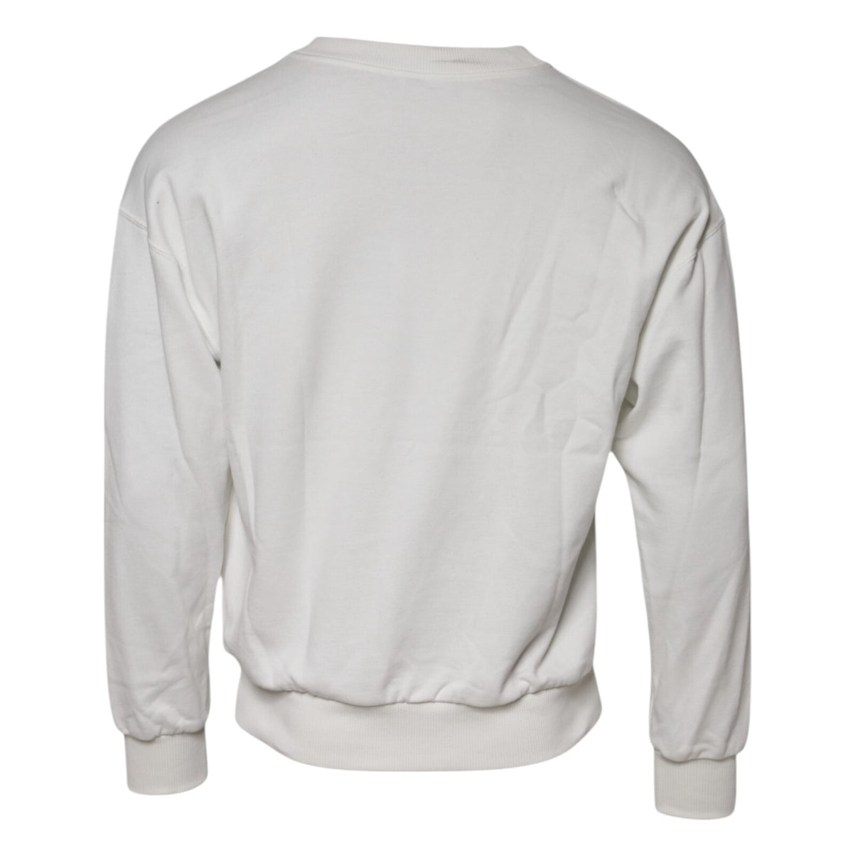 Pull en coton à col rond blanc avec logo embossé de Dolce &amp; Gabbana