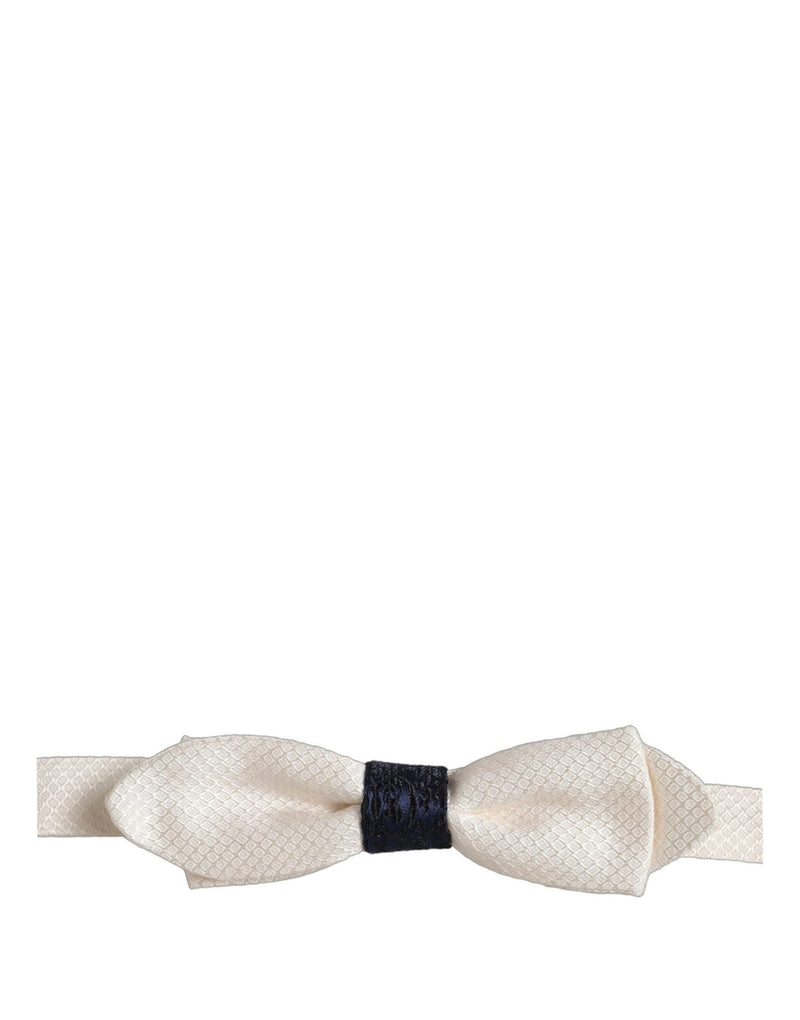 Dolce & Gabbana Men White 100% Silk Adjustable Neck Papillon Bow Tie