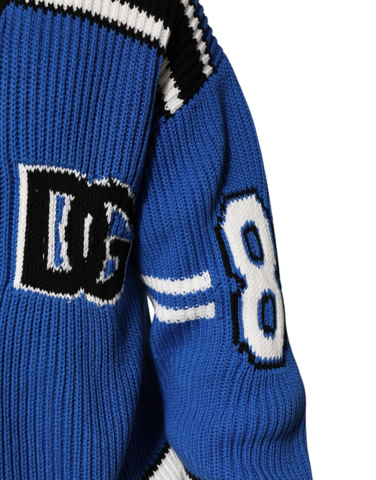 Gilet en tricot côtelé en coton bleu avec logo Dolce &amp; Gabbana