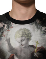 Pull baroque en cachemire noir à imprimé chérubin de Dolce &amp; Gabbana