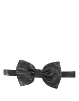 Dolce & Gabbana Homme Papillon Ajustable en Soie Noir Métallisé