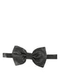 Dolce & Gabbana Men Metallic Black Silk Adjustable Neck Papillon Bow Tie