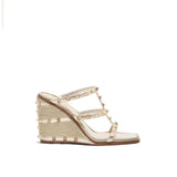 Mules en cuir de veau doré Valentino Garavani