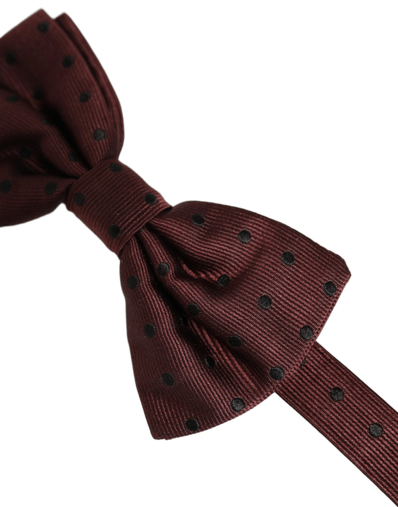 Nœud papillon en soie bordeaux à pois avec patte réglable Dolce & Gabbana
