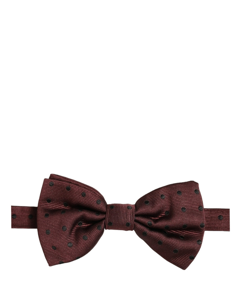 Nœud papillon en soie bordeaux à pois avec patte réglable Dolce & Gabbana