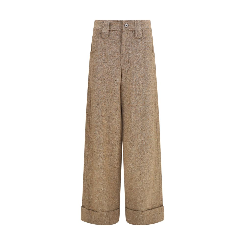 Pantalon décontracté en laine beige Oves Aries Brunello Cucinelli