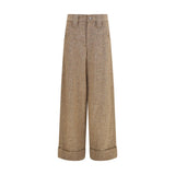Pantalon décontracté en laine beige Oves Aries Brunello Cucinelli