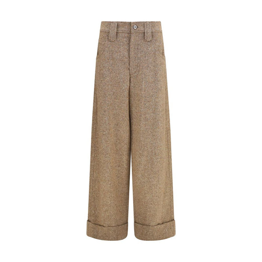Pantalon décontracté en laine beige Oves Aries Brunello Cucinelli