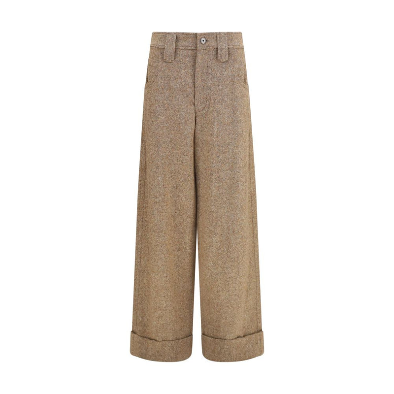 Pantalon décontracté en laine beige Oves Aries Brunello Cucinelli