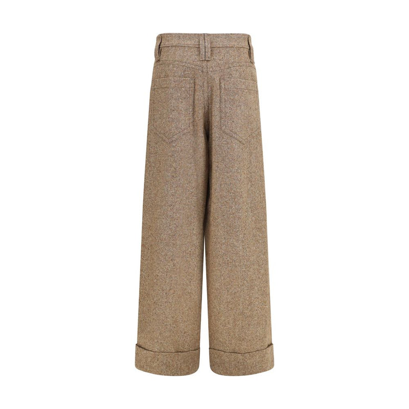 Pantalon décontracté en laine beige Oves Aries Brunello Cucinelli