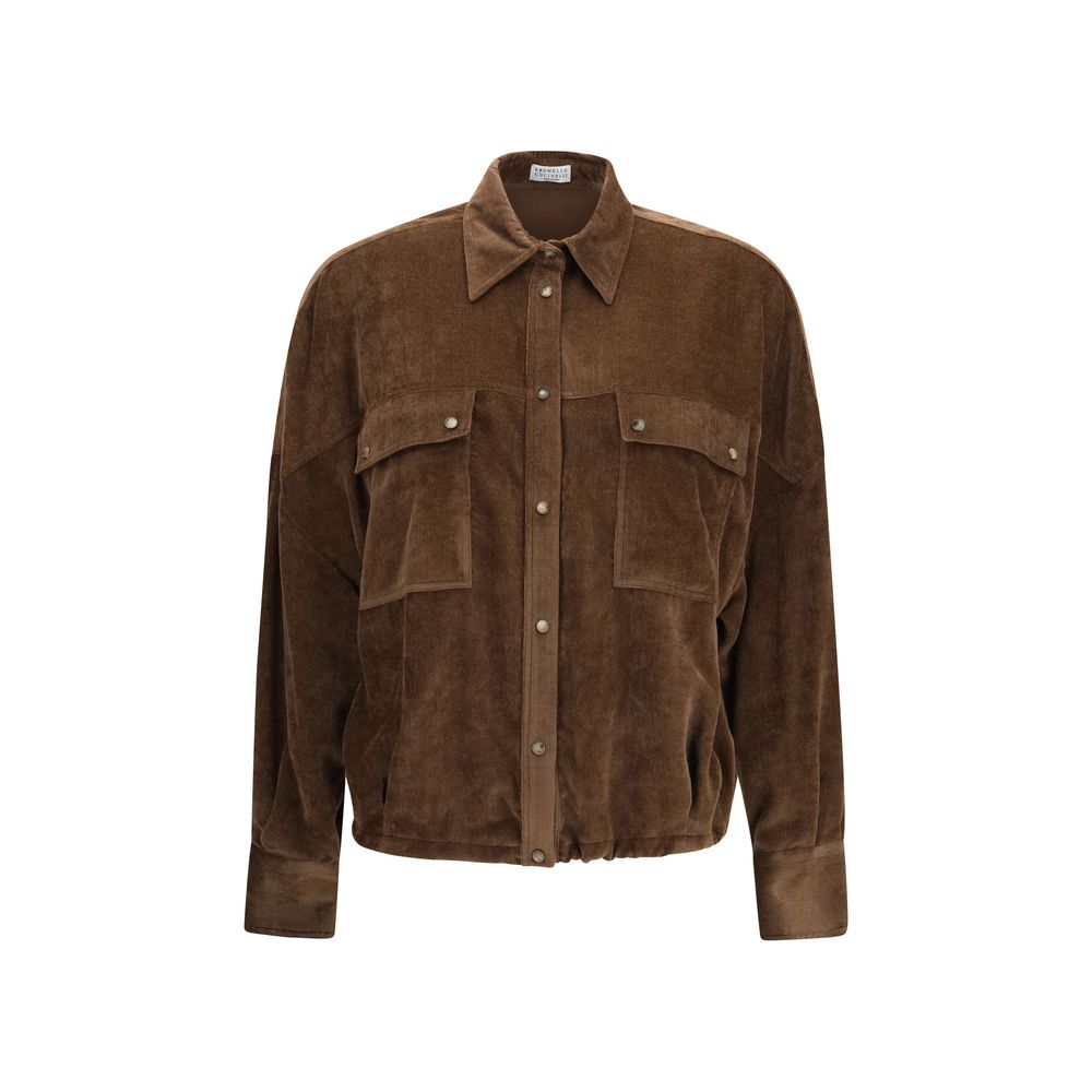 Chemise Brunello Cucinelli marron en viscose