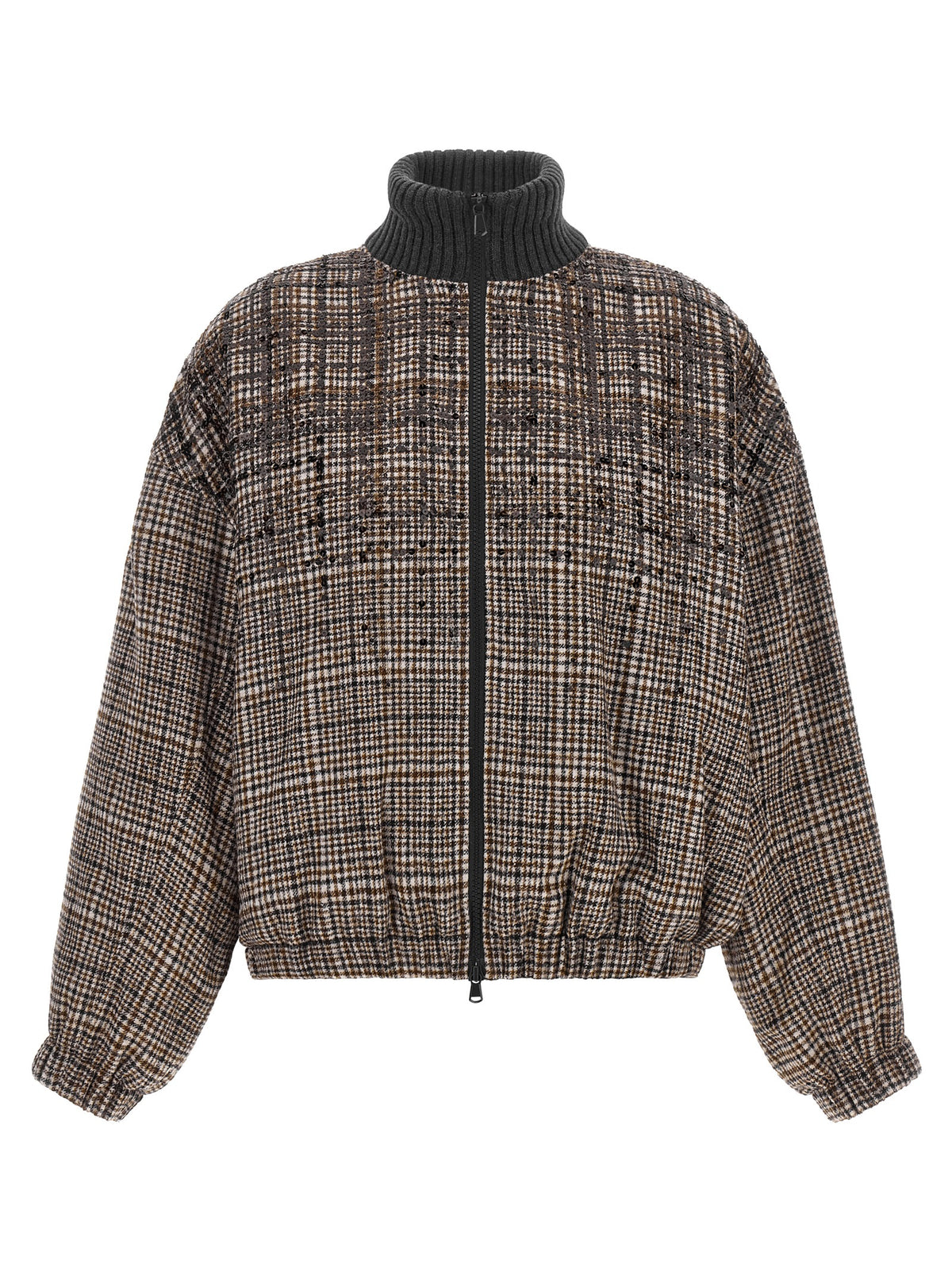 Blouson aviateur Brunello Cucinelli marron en alpaga et cuir