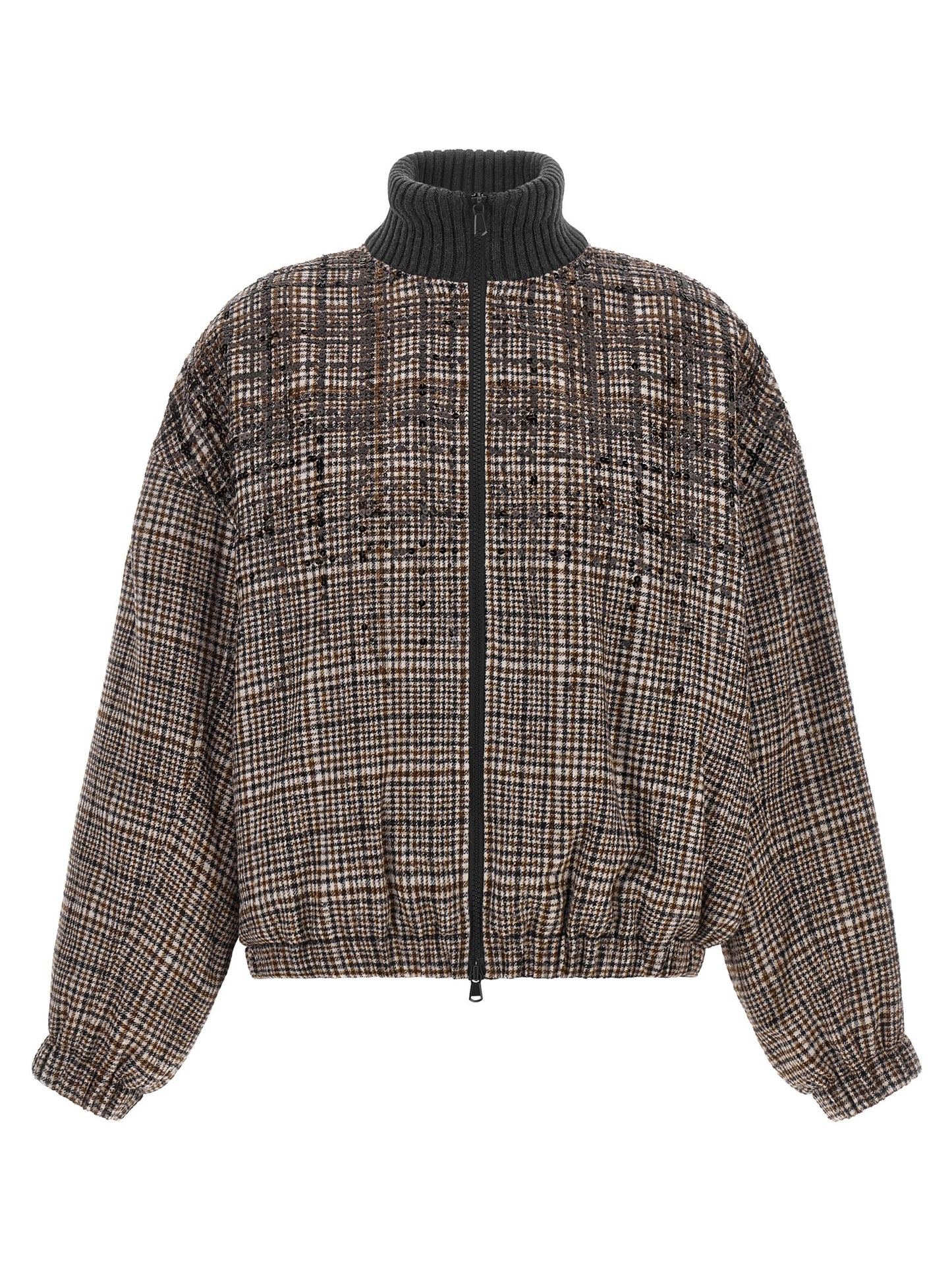 Brunello Cucinelli Brown Alpaca Leather Bomber