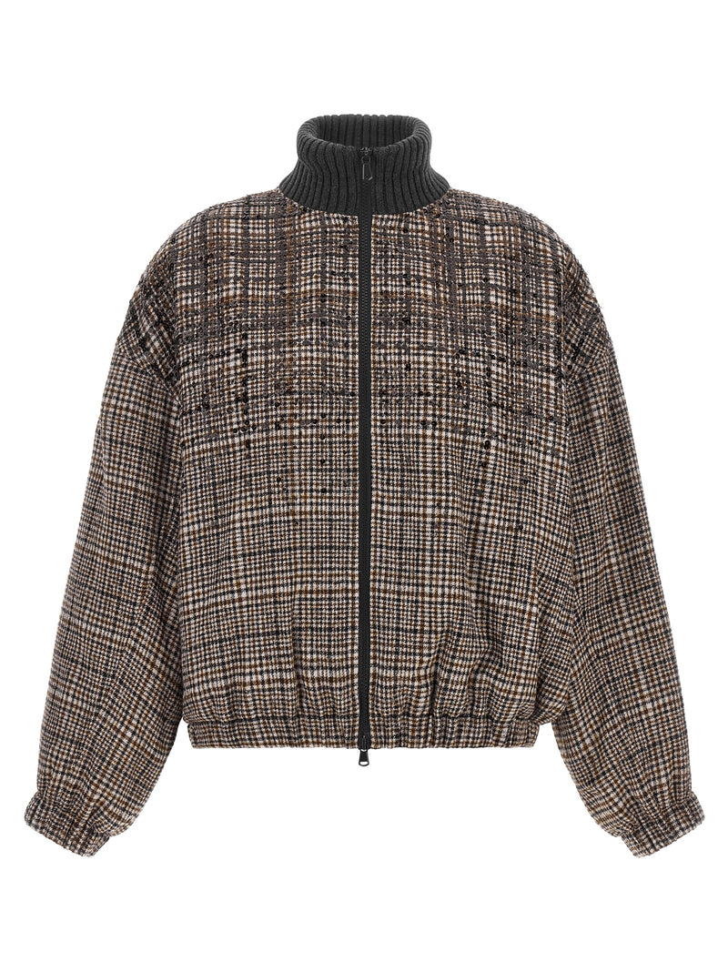 Blouson aviateur Brunello Cucinelli marron en alpaga et cuir