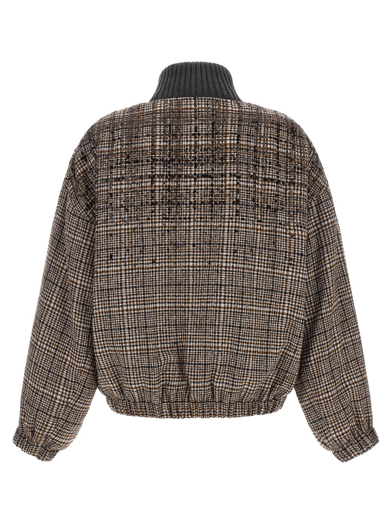 Blouson aviateur Brunello Cucinelli marron en alpaga et cuir