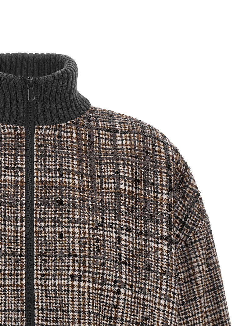 Blouson aviateur Brunello Cucinelli marron en alpaga et cuir