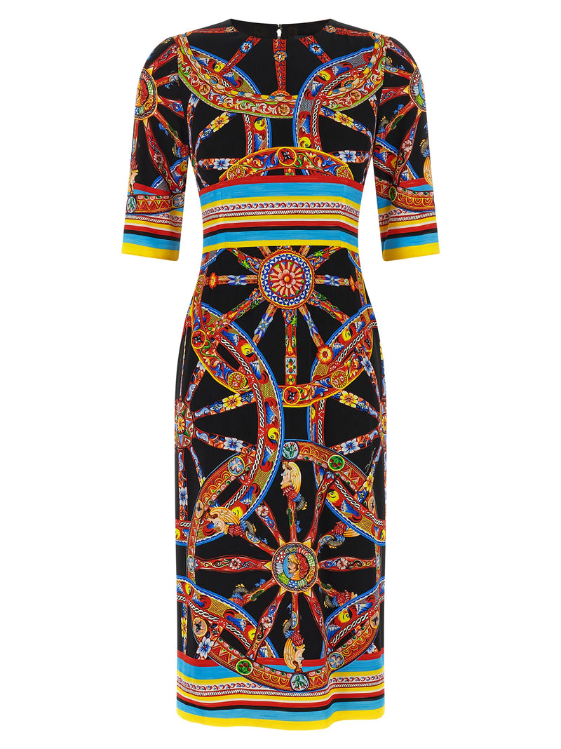 Robe mi-longue en soie multicolore Dolce & Gabbana