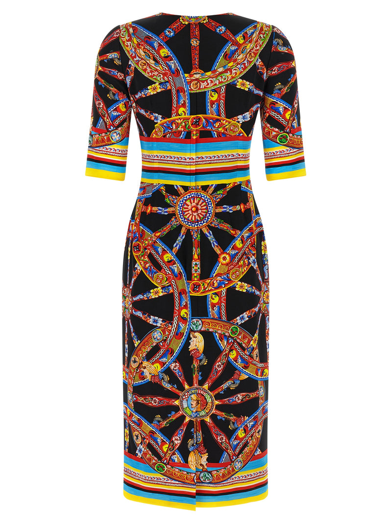 Robe mi-longue en soie multicolore Dolce & Gabbana