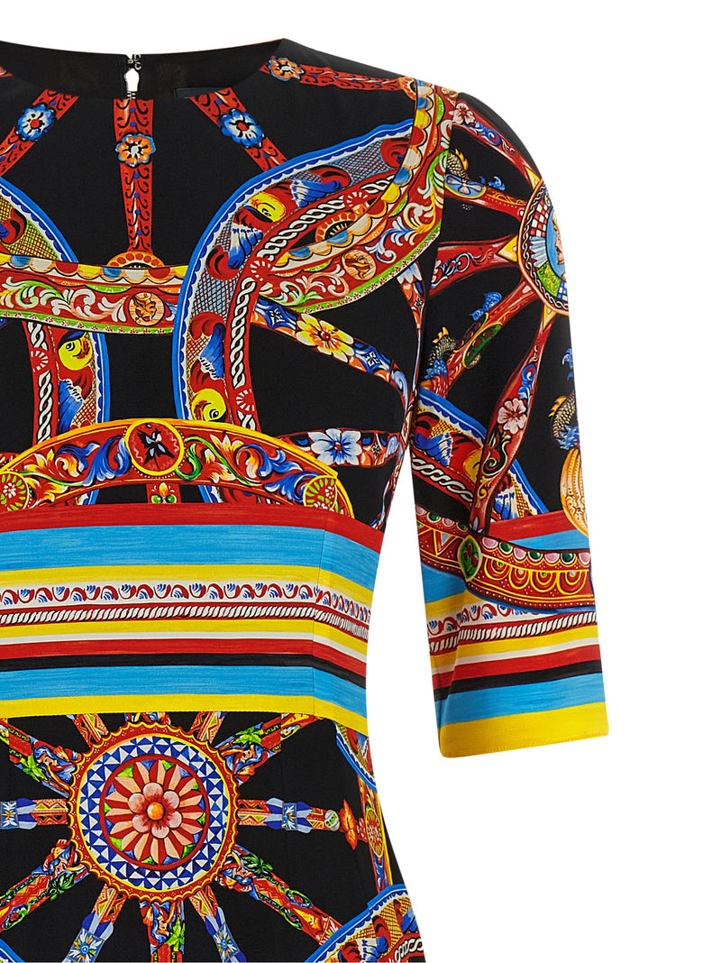 Robe mi-longue en soie multicolore Dolce & Gabbana