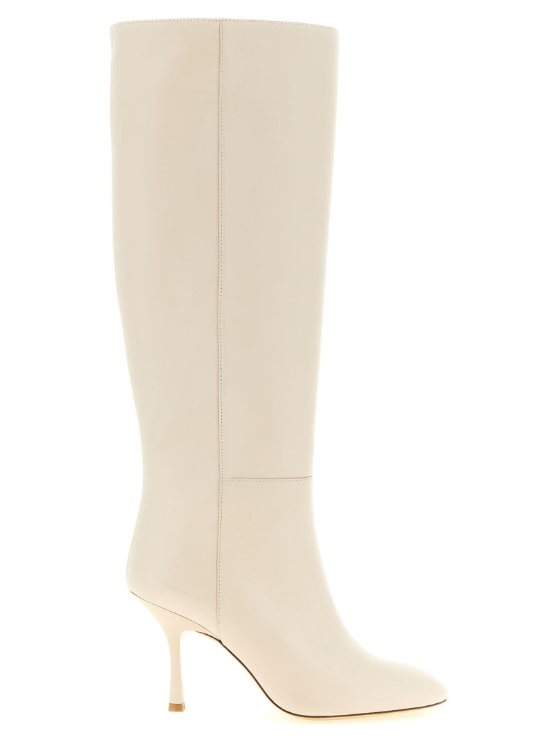 Bottes cuissardes en cuir d'agneau blanc Stuart Weitzman