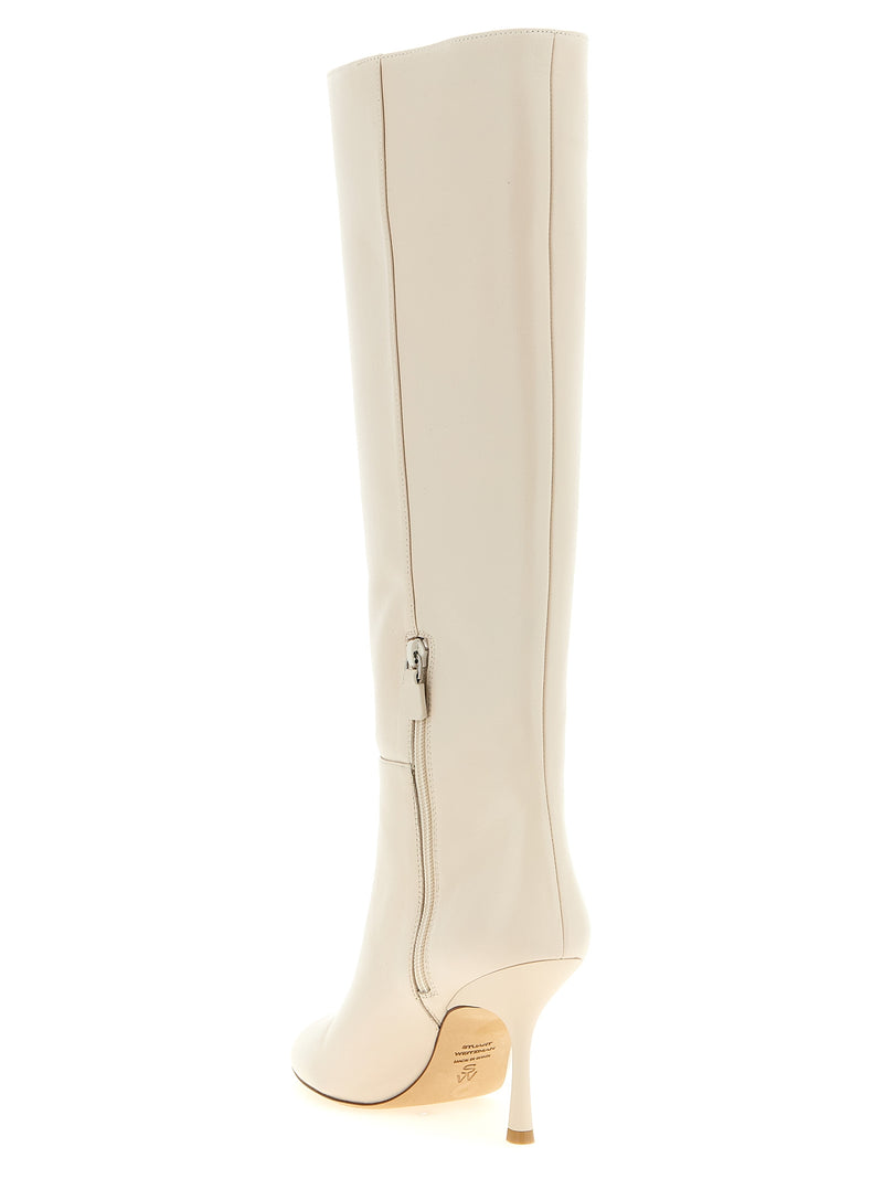 Bottes cuissardes en cuir d'agneau blanc Stuart Weitzman