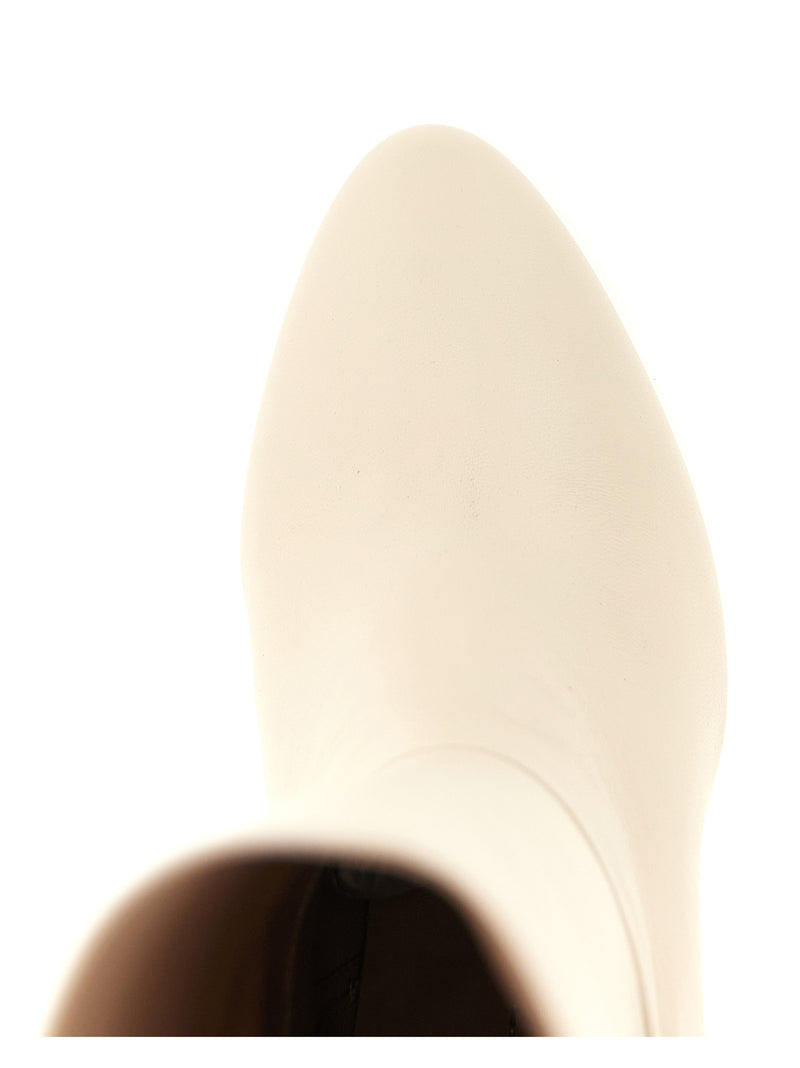 Bottes cuissardes en cuir d'agneau blanc Stuart Weitzman