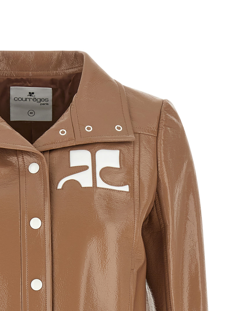 Veste Courrèges en coton marron longueur cheville
