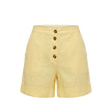 Shorts femme en lin jaune Trussardi Jeans