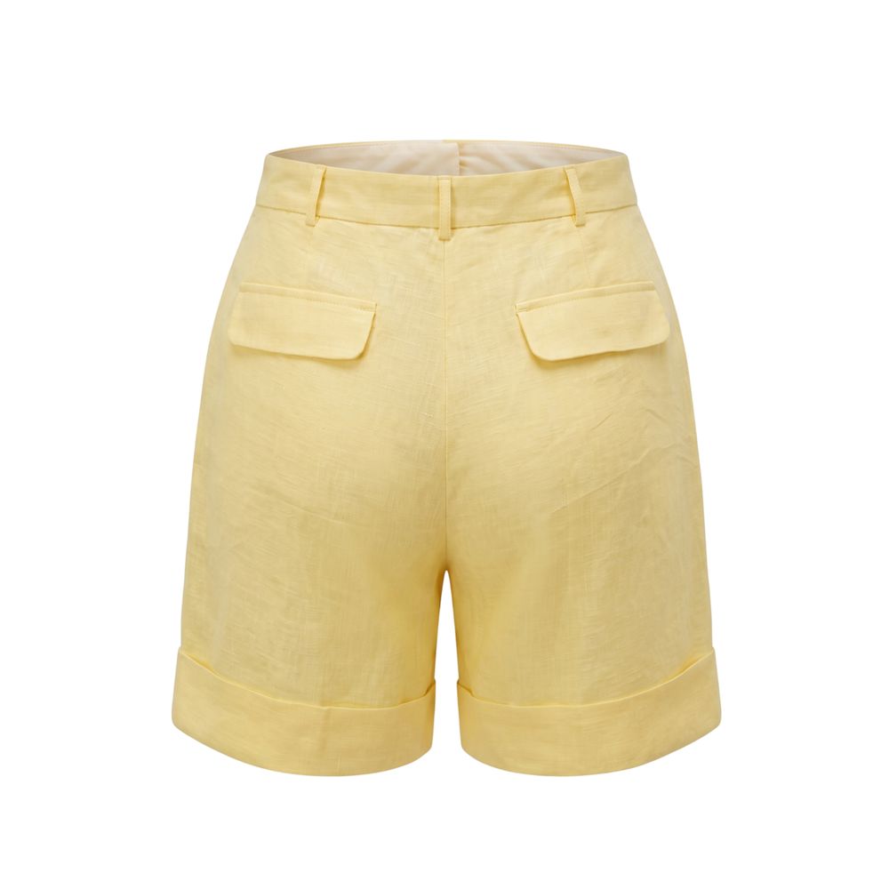 Shorts femme en lin jaune Trussardi Jeans