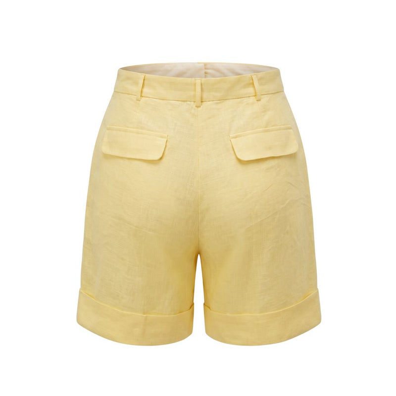 Shorts femme en lin jaune Trussardi Jeans