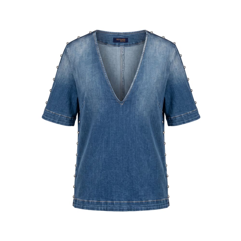 Chemise femme Trussardi Jeans en coton bleu