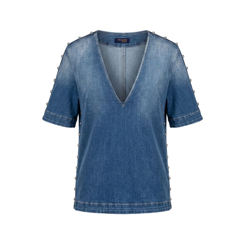 Chemise femme Trussardi Jeans en coton bleu