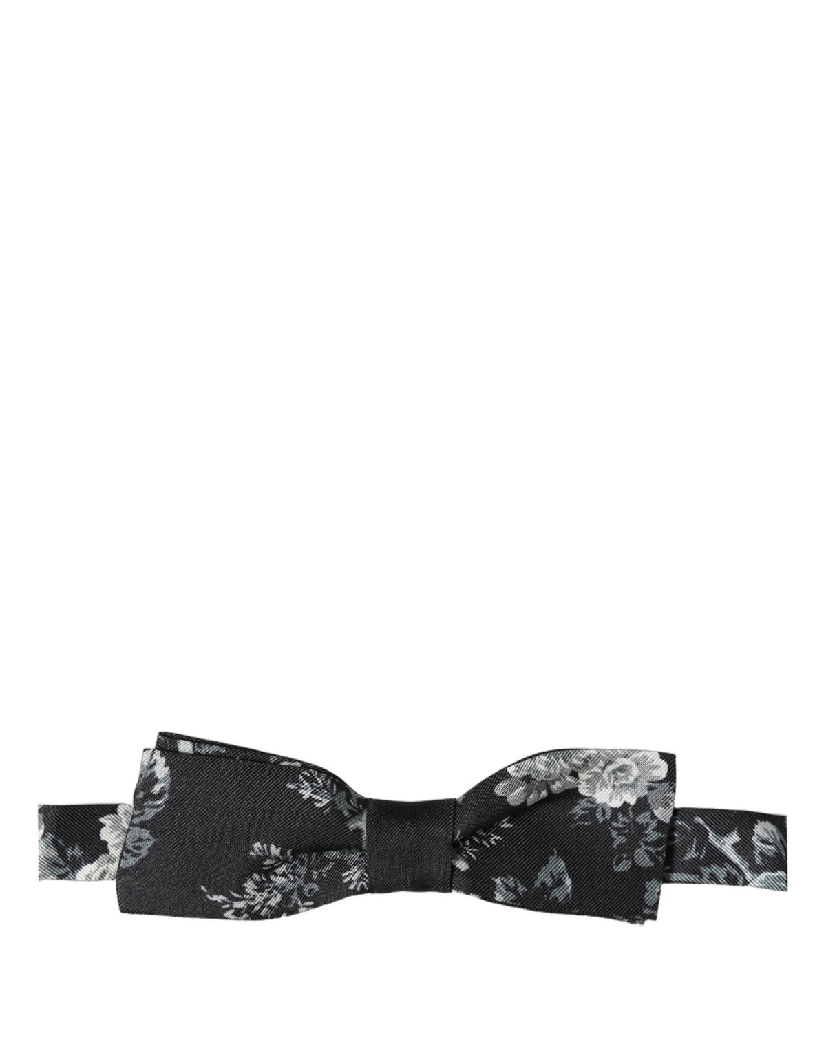 Dolce & Gabbana Nœud Papillon Noir Floral en Soie Ajustable pour Homme