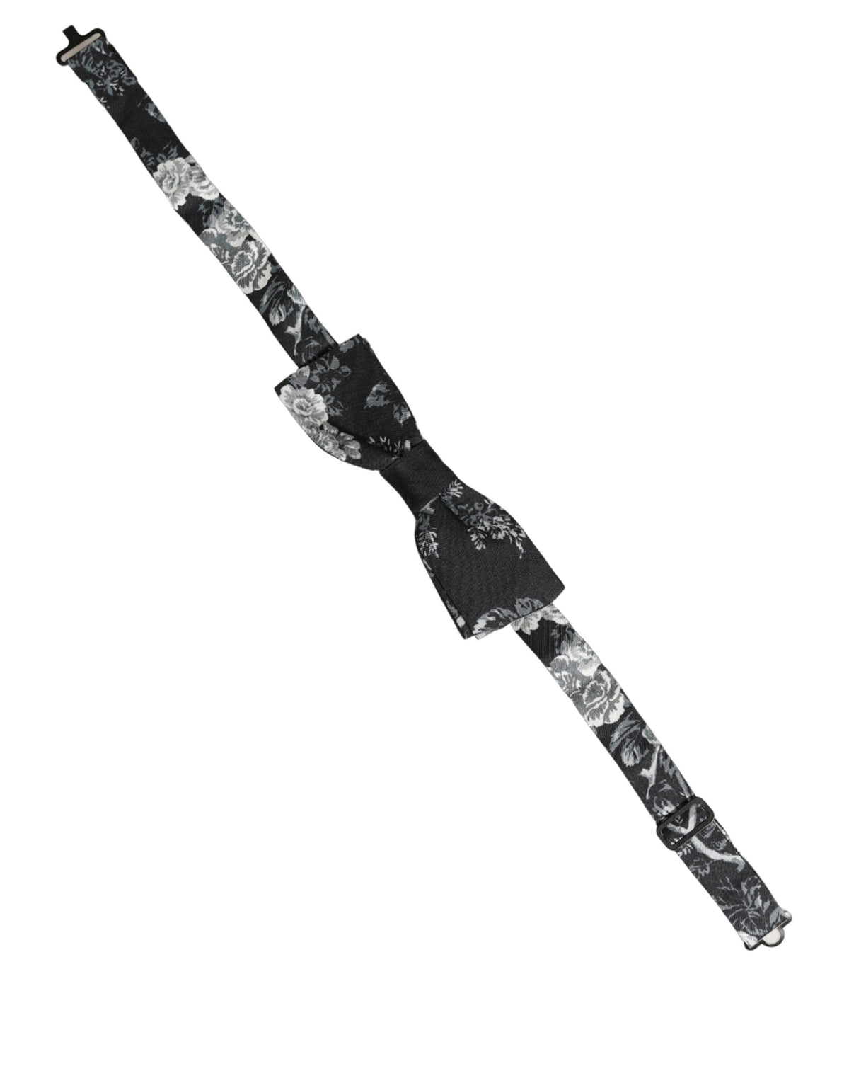 Dolce & Gabbana Nœud Papillon Noir Floral en Soie Ajustable pour Homme