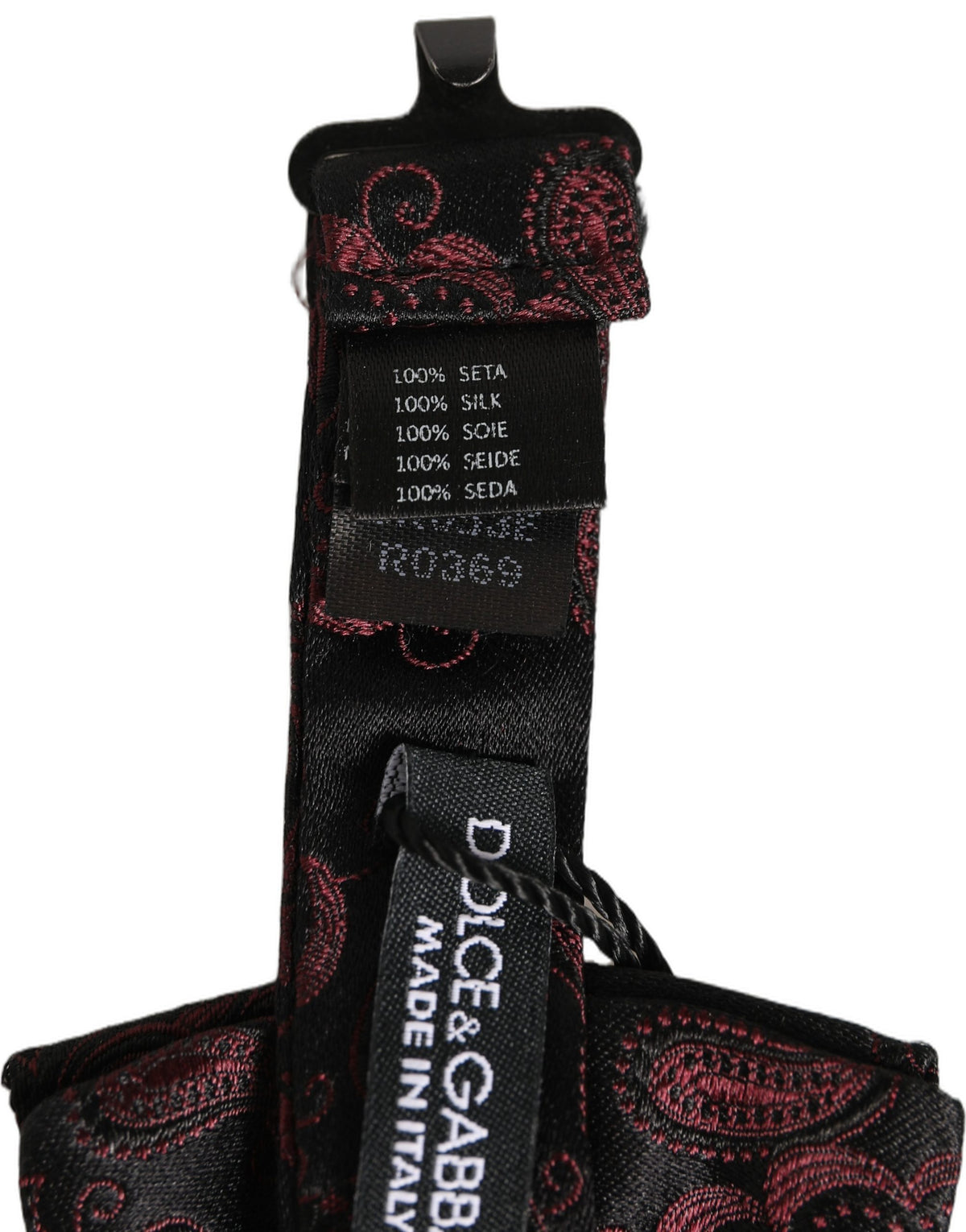 Nœud papillon ajustable en soie à motif cachemire bordeaux Dolce & Gabbana