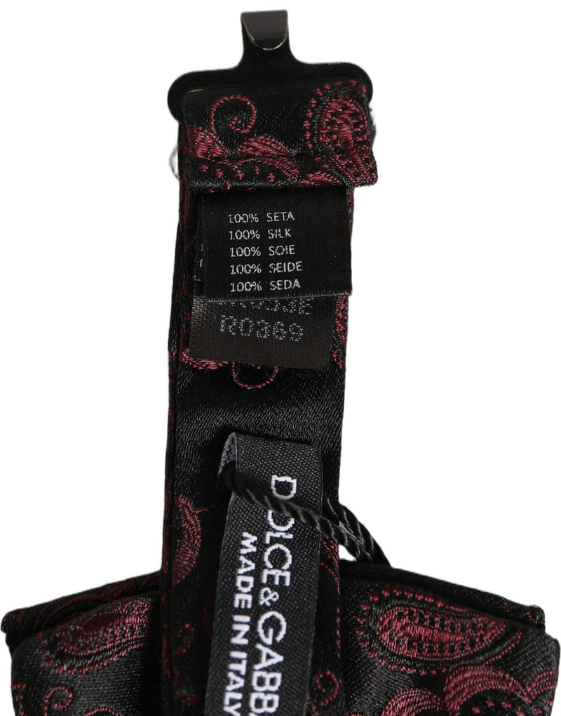 Nœud papillon ajustable en soie à motif cachemire bordeaux Dolce & Gabbana