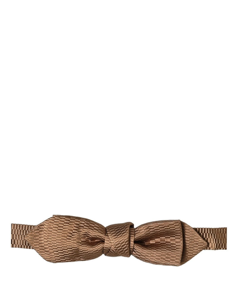 Dolce & Gabbana Homme Papillon Ajustable en Soie Marron et Doré