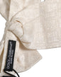 Dolce & Gabbana Men White Jacquard Silk Adjustable Neck Papillon Bow Tie