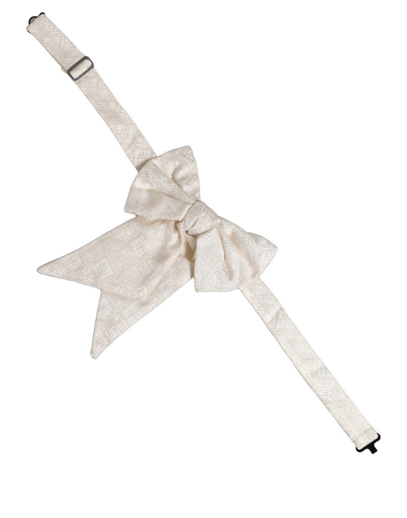 Nœud papillon papillon réglable en soie jacquard blanche Dolce & Gabbana pour homme