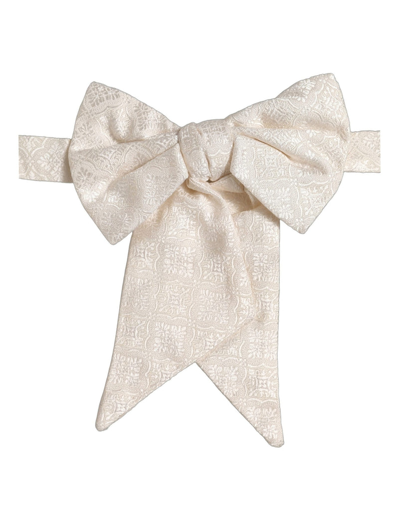 Nœud papillon papillon réglable en soie jacquard blanche Dolce & Gabbana pour homme